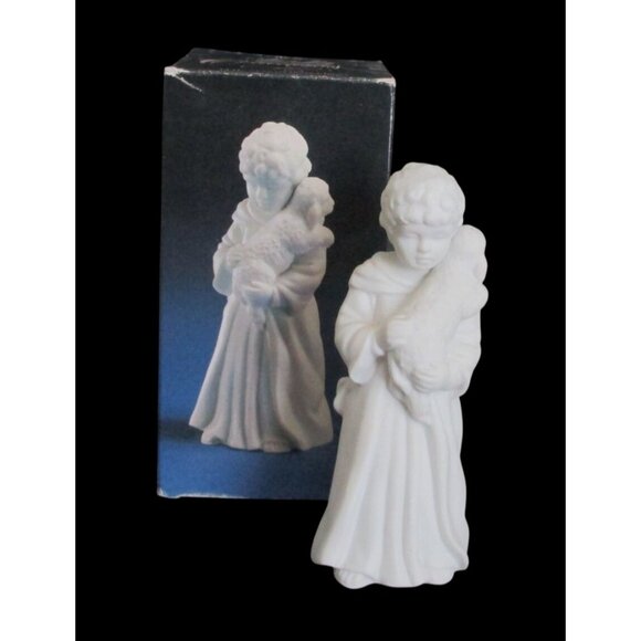 Avon Nativity Collectibles Shepherd Holding Lamb Figurine  - Vintage 1983 White - Picture 1 of 7